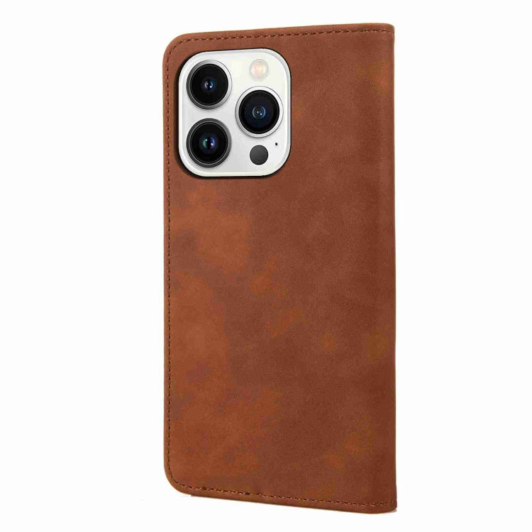 For iPhone 15 Pro Skin Feel Splicing Leather Phone Case(Brown) - HoMEdemic™ 