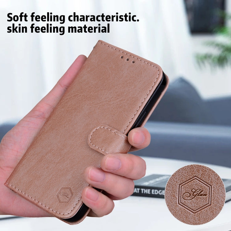 For iPhone 15 Pro Skin Feeling Oil Leather Texture PU + TPU Phone Case(Champagne) - HoMEdemic™ 