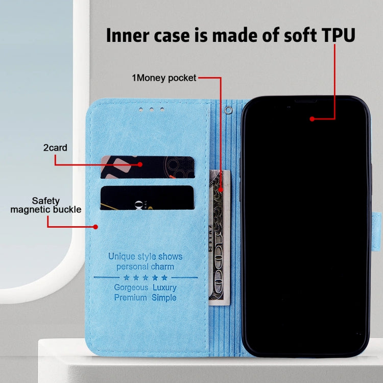 For iPhone 15 Pro Skin Feeling Oil Leather Texture PU + TPU Phone Case(Light Blue) - HoMEdemic™ 