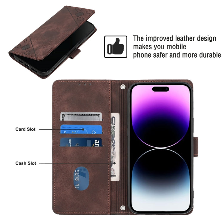 For iPhone 15 Pro Skin-feel Embossed Leather Phone Case(Brown) - HoMEdemic™ 