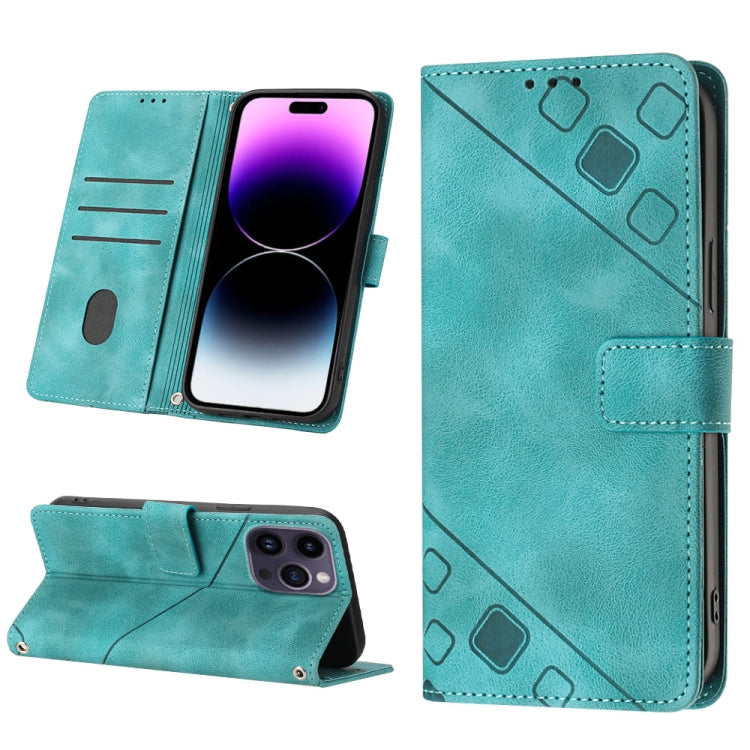 For iPhone 15 Pro Skin-feel Embossed Leather Phone Case(Green) - HoMEdemic™ 