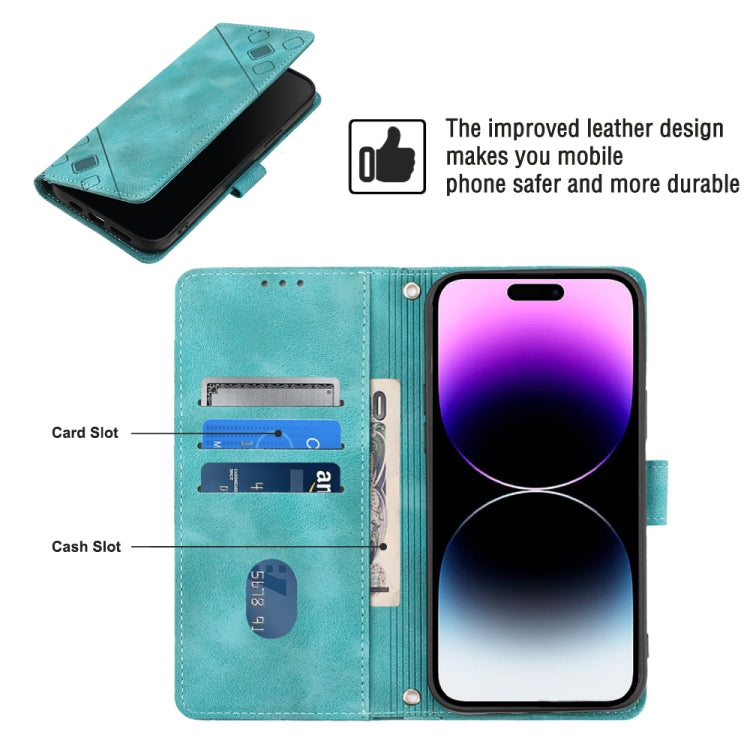 For iPhone 15 Pro Skin-feel Embossed Leather Phone Case(Green) - HoMEdemic™ 