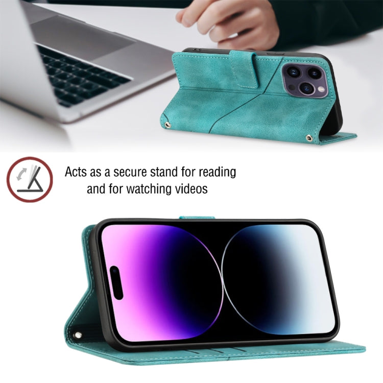 For iPhone 15 Pro Skin-feel Embossed Leather Phone Case(Green) - HoMEdemic™ 