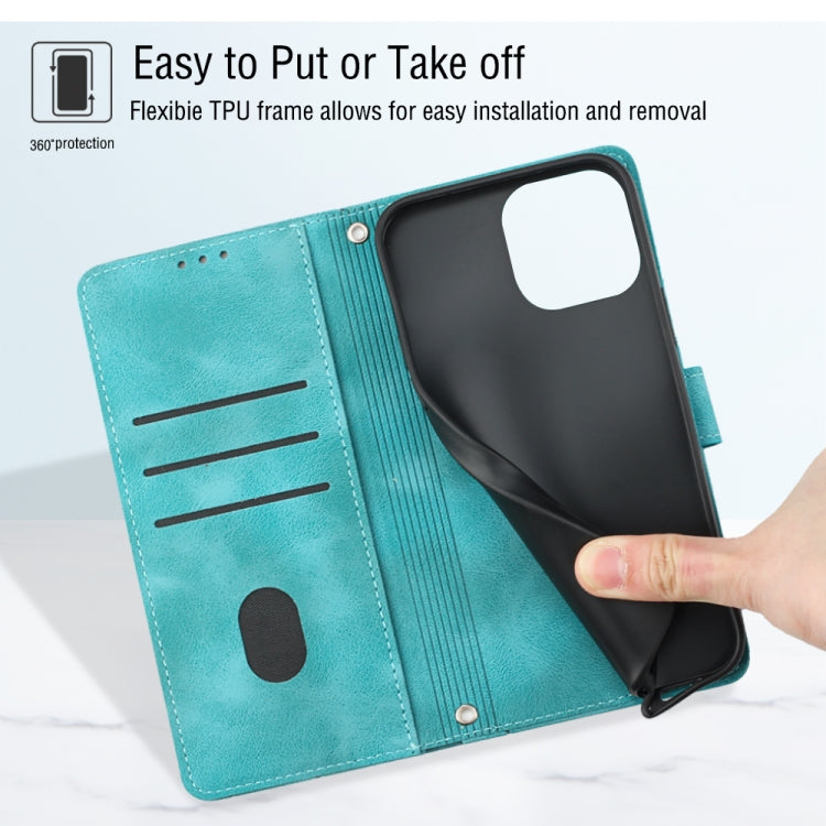 For iPhone 15 Pro Skin-feel Embossed Leather Phone Case(Green) - HoMEdemic™ 