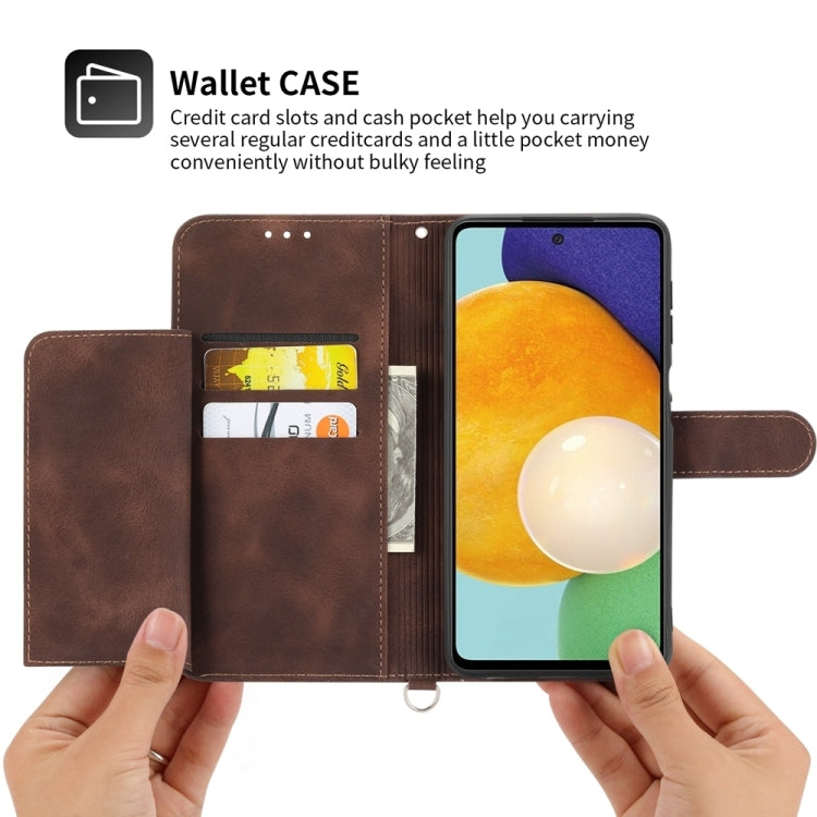 For iPhone 15 Pro Skin-feel Flowers Embossed Wallet Leather Phone Case(Brown) - HoMEdemic™ 