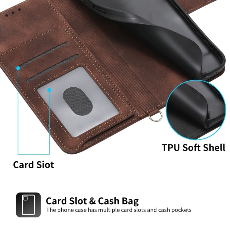For iPhone 15 Pro Skin-feel Flowers Embossed Wallet Leather Phone Case(Brown) - HoMEdemic™ 