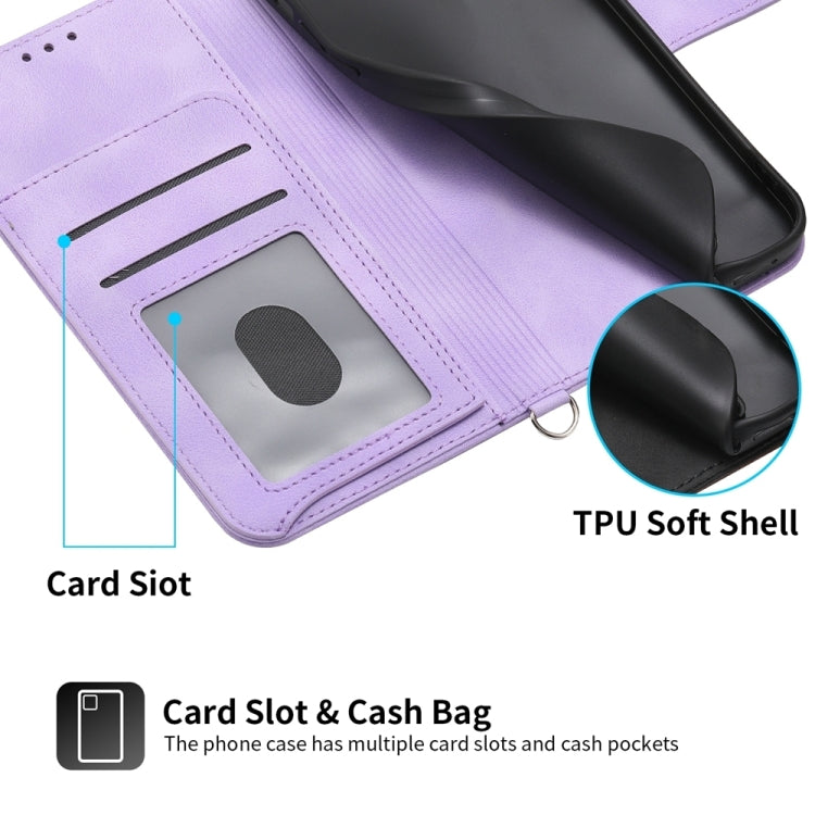 For iPhone 15 Pro Skin-feel Flowers Embossed Wallet Leather Phone Case(Purple) - HoMEdemic™ 