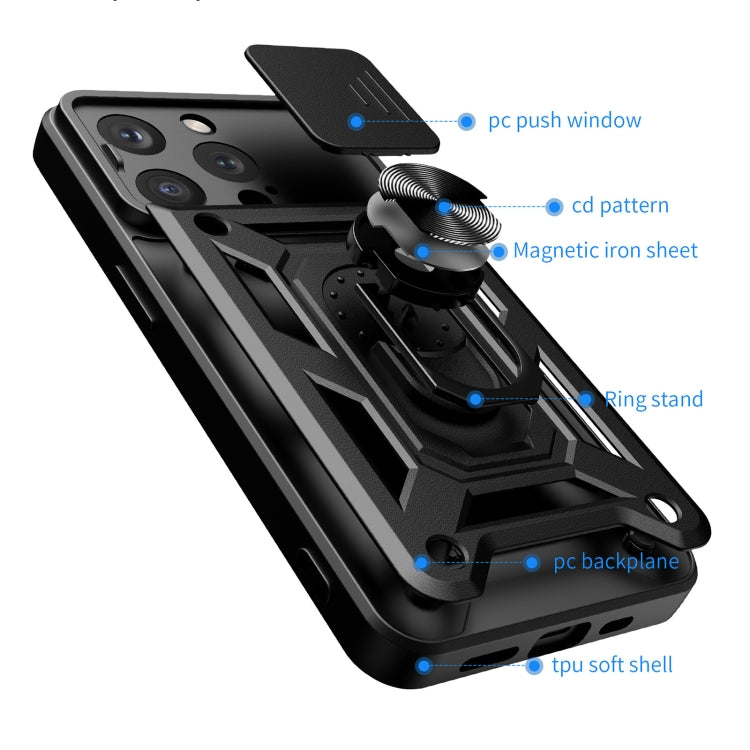 For iPhone 15 Pro Sliding Camera Cover Design TPU+PC Phone Case(Black) - HoMEdemic™ 