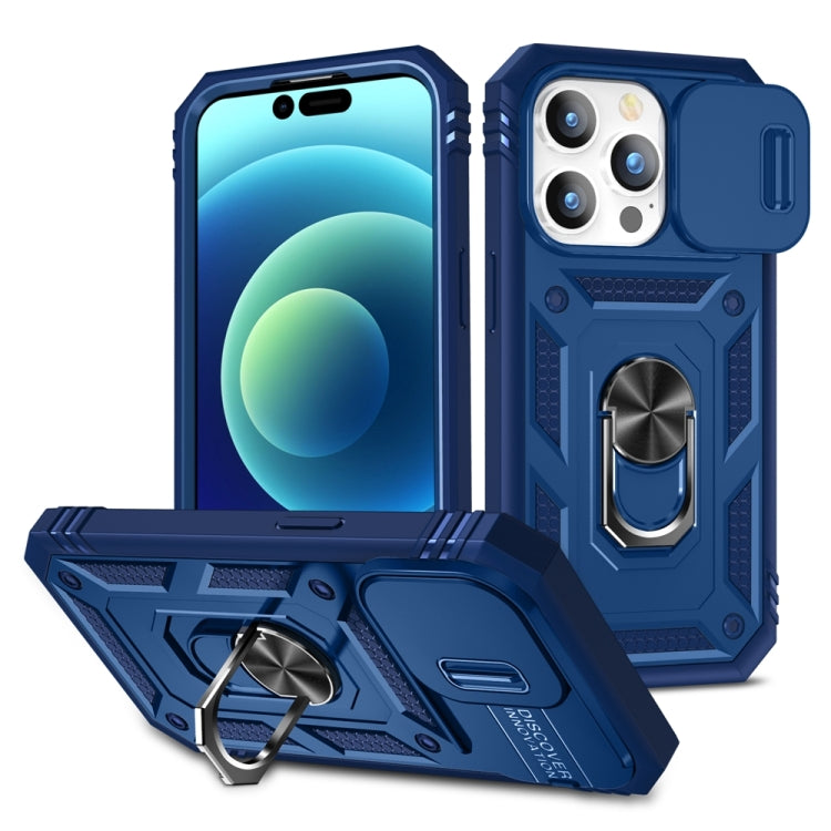 For iPhone 15 Pro Sliding Camshield Holder Phone Case(Blue) - HoMEdemic™ 