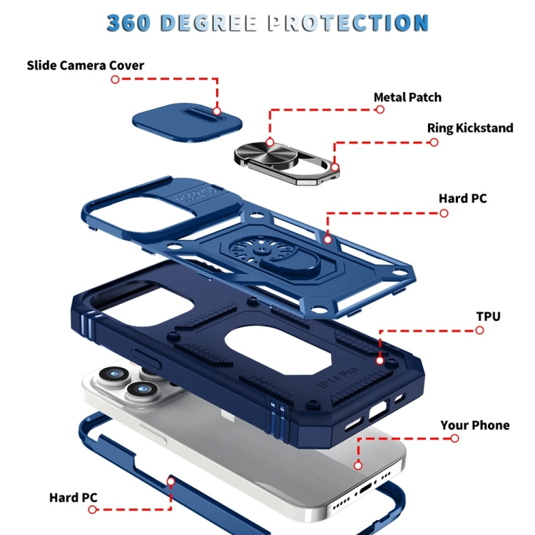 For iPhone 15 Pro Sliding Camshield Holder Phone Case(Blue) - HoMEdemic™ 