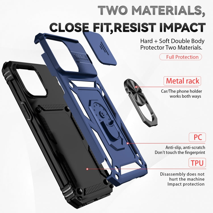 For iPhone 15 Pro Sliding Camshield Holder Phone Case(Blue) - HoMEdemic™ 