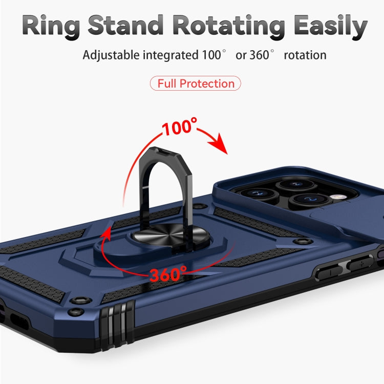 For iPhone 15 Pro Sliding Camshield Holder Phone Case(Blue) - HoMEdemic™ 