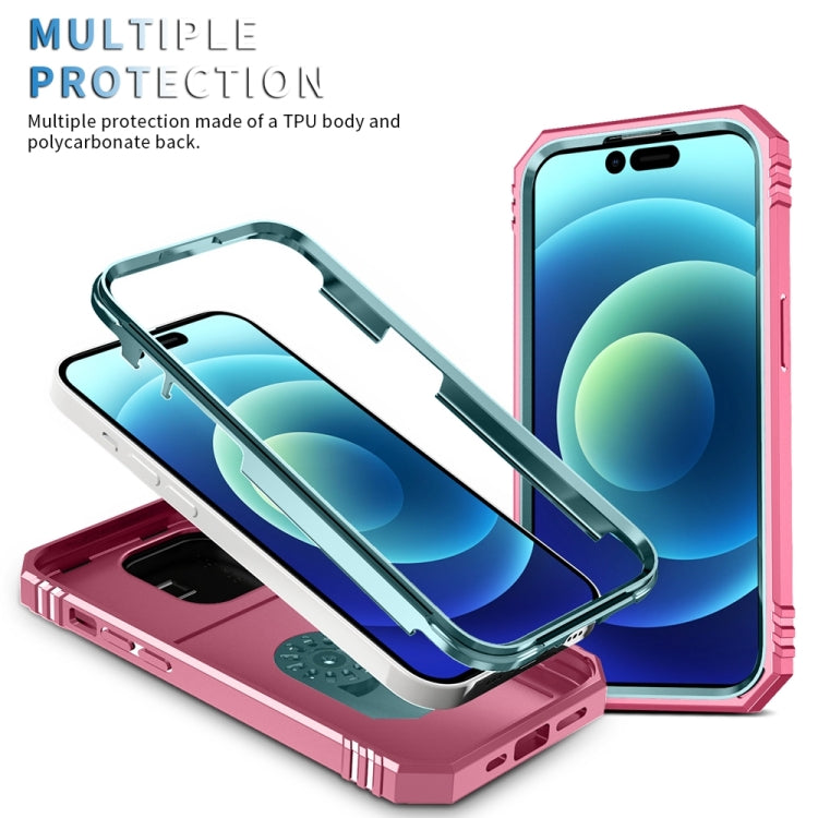 For iPhone 15 Pro Sliding Camshield Holder Phone Case(Green+Pink) - HoMEdemic™ 