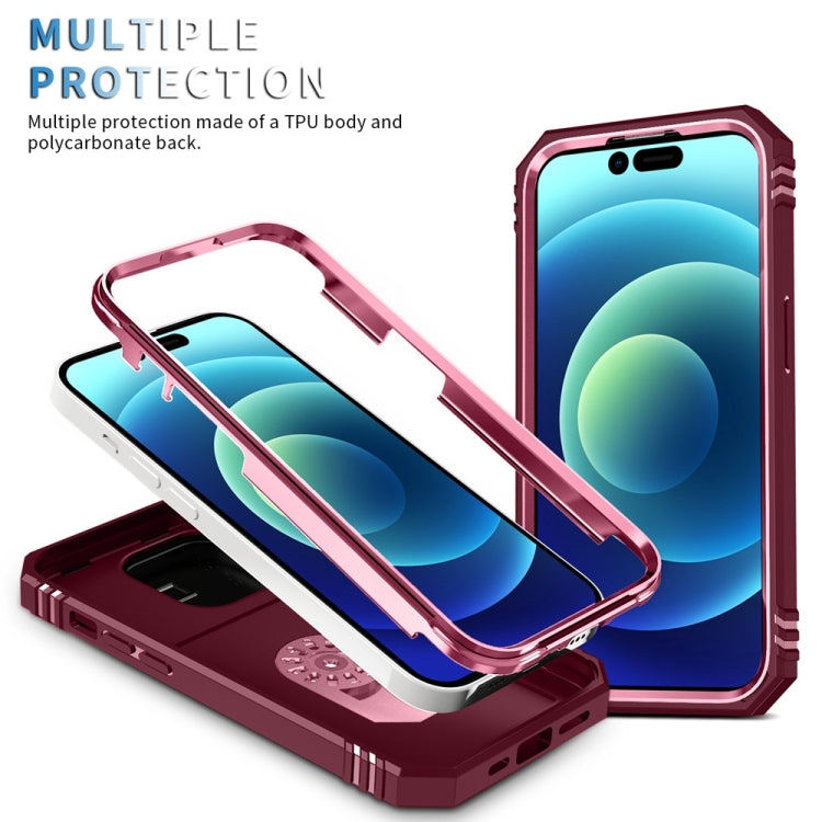 For iPhone 15 Pro Sliding Camshield Holder Phone Case(Pink+Rose Red) - HoMEdemic™ 