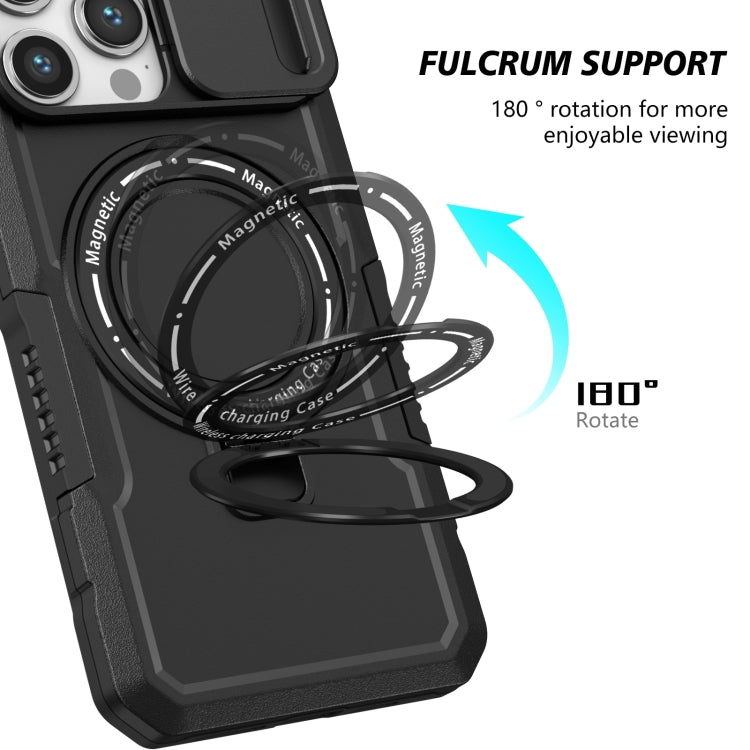For iPhone 15 Pro Sliding Camshield MagSafe Holder TPU Hybrid PC Phone Case(Black) - HoMEdemic™ 