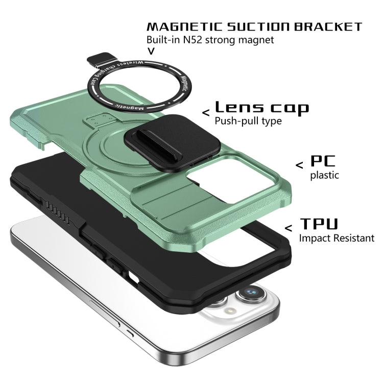 For iPhone 15 Pro Sliding Camshield MagSafe Holder TPU Hybrid PC Phone Case(Light Blue) - HoMEdemic™ 