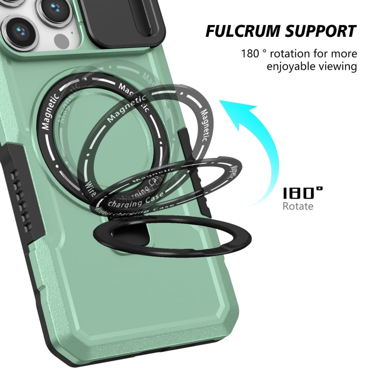 For iPhone 15 Pro Sliding Camshield MagSafe Holder TPU Hybrid PC Phone Case(Light Blue) - HoMEdemic™ 