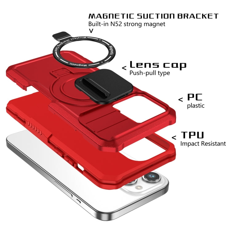 For iPhone 15 Pro Sliding Camshield MagSafe Holder TPU Hybrid PC Phone Case(Red) - HoMEdemic™ 