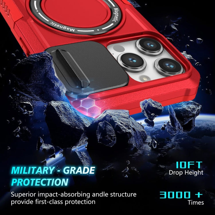 For iPhone 15 Pro Sliding Camshield MagSafe Holder TPU Hybrid PC Phone Case(Red) - HoMEdemic™ 