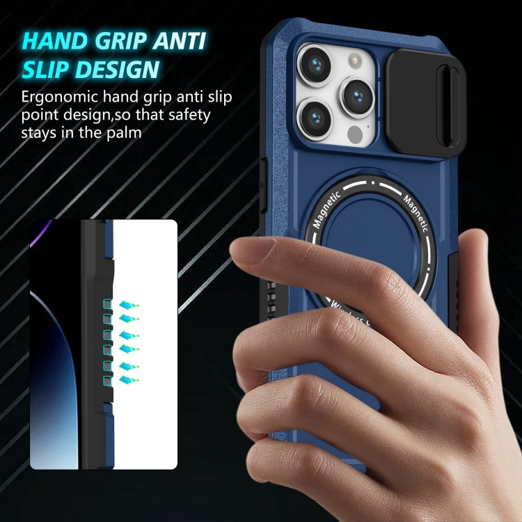 For iPhone 15 Pro Sliding Camshield MagSafe Holder TPU Hybrid PC Phone Case(Royal Blue) - HoMEdemic™ 
