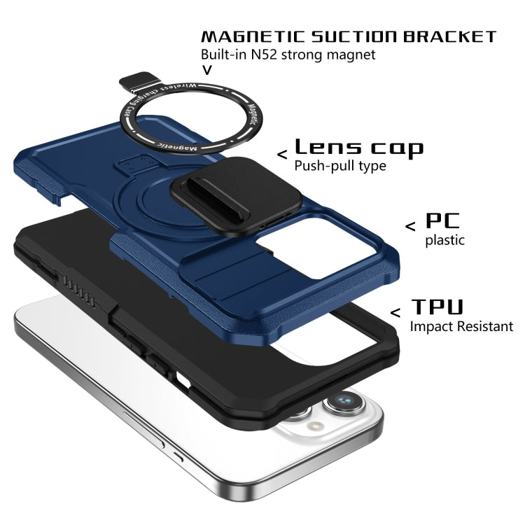 For iPhone 15 Pro Sliding Camshield MagSafe Holder TPU Hybrid PC Phone Case(Royal Blue) - HoMEdemic™ 
