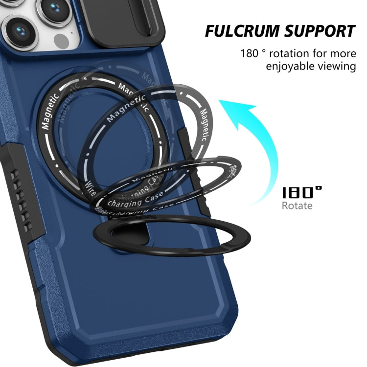 For iPhone 15 Pro Sliding Camshield MagSafe Holder TPU Hybrid PC Phone Case(Royal Blue) - HoMEdemic™ 