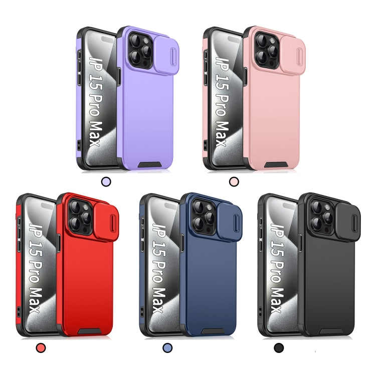 For iPhone 15 Pro Sliding Camshield TPU + PC Phone Case(Purple) - HoMEdemic™ 