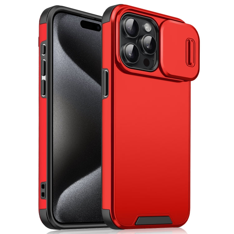 For iPhone 15 Pro Sliding Camshield TPU + PC Phone Case(Red) - HoMEdemic™ 