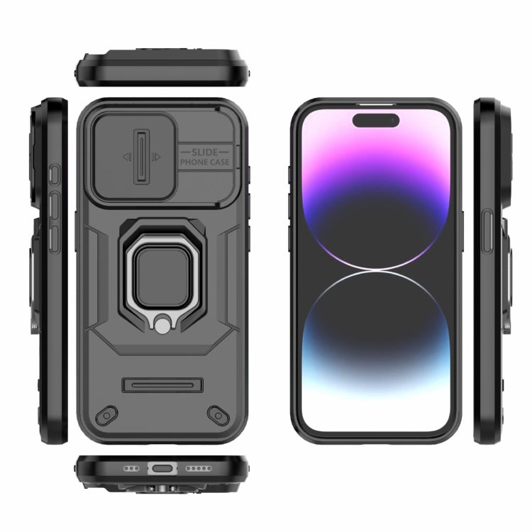 For iPhone 15 Pro Sliding Camshield TPU + PC Shockproof Phone Case with Holder(Black) - HoMEdemic™ 