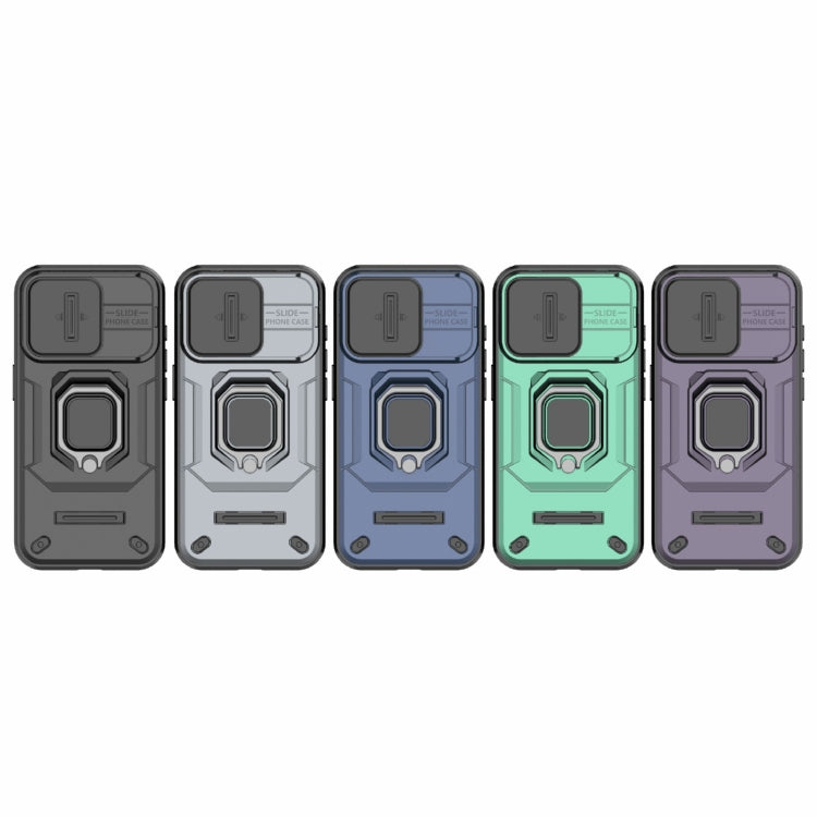 For iPhone 15 Pro Sliding Camshield TPU + PC Shockproof Phone Case with Holder(Green) - HoMEdemic™ 