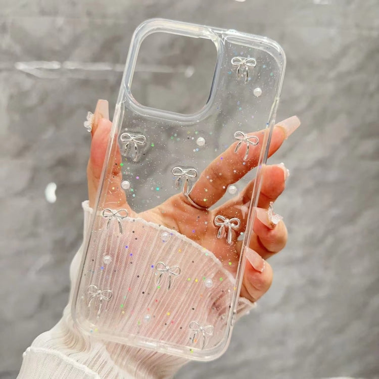 For iPhone 15 Pro Small Fresh Bow TPU Phone Case(Silver Bow) - HoMEdemic™ 