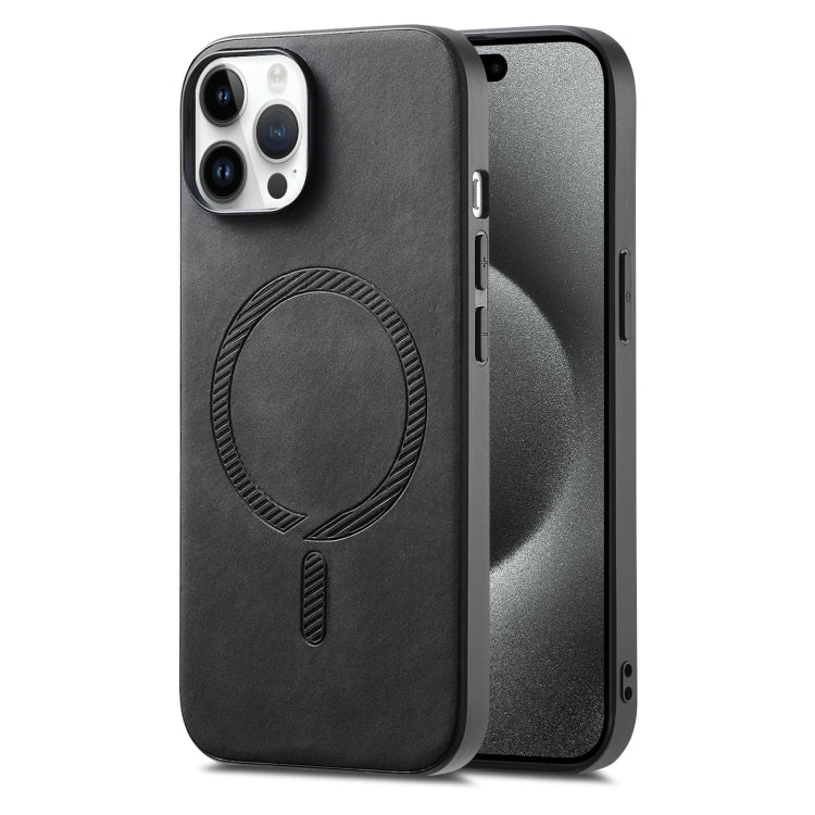 For iPhone 15 Pro Solid Color Retro Magsafe PU Back Cover Phone Case(Black) - HoMEdemic™ 