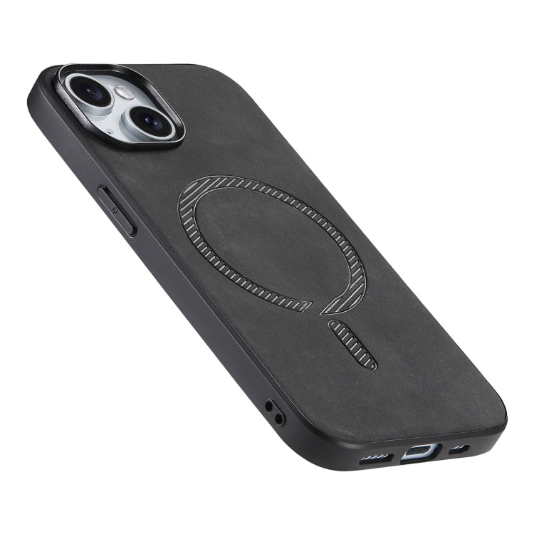 For iPhone 15 Pro Solid Color Retro Magsafe PU Back Cover Phone Case(Black) - HoMEdemic™ 