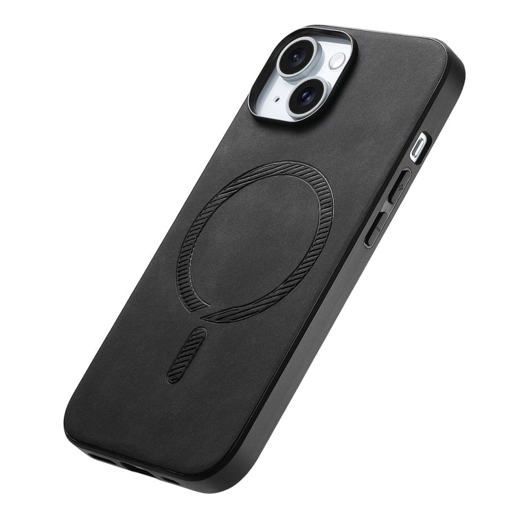 For iPhone 15 Pro Solid Color Retro Magsafe PU Back Cover Phone Case(Black) - HoMEdemic™ 
