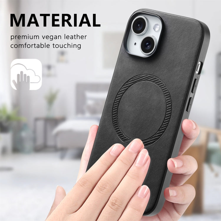 For iPhone 15 Pro Solid Color Retro Magsafe PU Back Cover Phone Case(Black) - HoMEdemic™ 