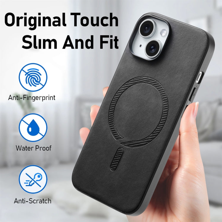 For iPhone 15 Pro Solid Color Retro Magsafe PU Back Cover Phone Case(Black) - HoMEdemic™ 