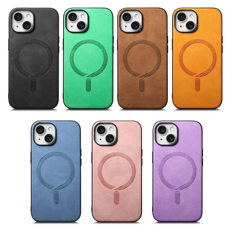 For iPhone 15 Pro Solid Color Retro Magsafe PU Back Cover Phone Case(Black) - HoMEdemic™ 