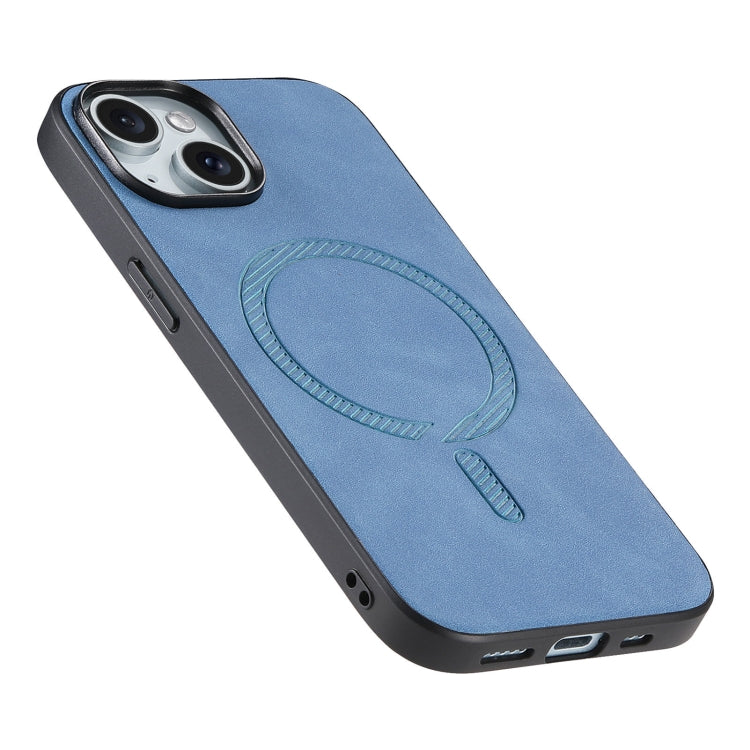 For iPhone 15 Pro Solid Color Retro Magsafe PU Back Cover Phone Case(Blue) - HoMEdemic™ 