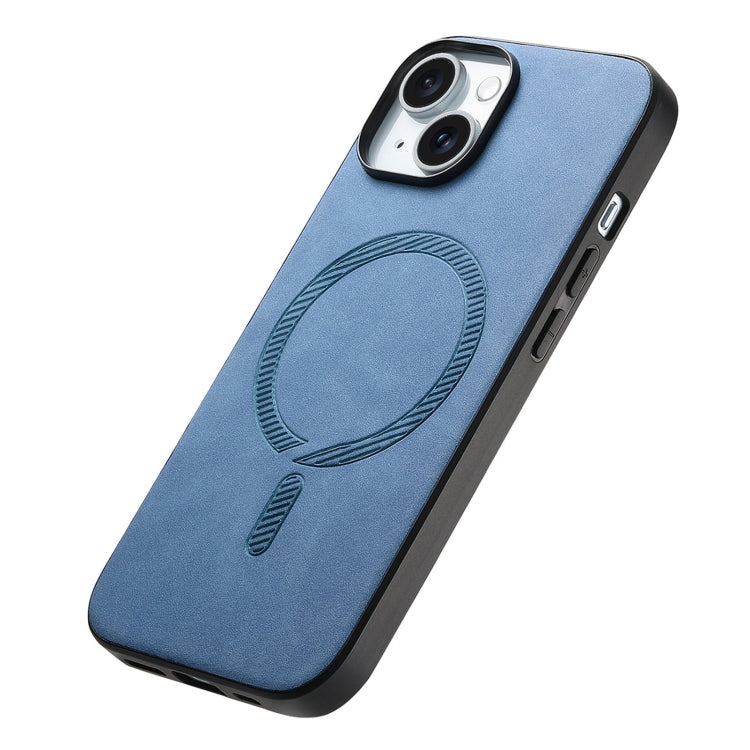 For iPhone 15 Pro Solid Color Retro Magsafe PU Back Cover Phone Case(Blue) - HoMEdemic™ 