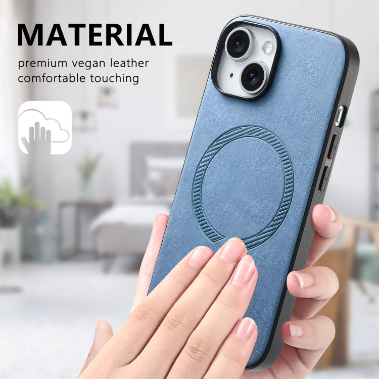 For iPhone 15 Pro Solid Color Retro Magsafe PU Back Cover Phone Case(Blue) - HoMEdemic™ 