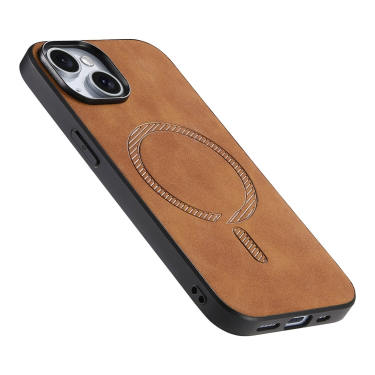 For iPhone 15 Pro Solid Color Retro Magsafe PU Back Cover Phone Case(Brown) - HoMEdemic™ 