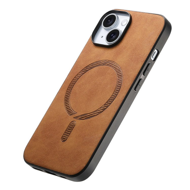 For iPhone 15 Pro Solid Color Retro Magsafe PU Back Cover Phone Case(Brown) - HoMEdemic™ 