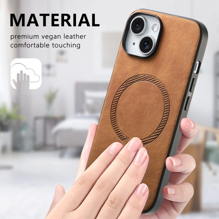 For iPhone 15 Pro Solid Color Retro Magsafe PU Back Cover Phone Case(Brown) - HoMEdemic™ 