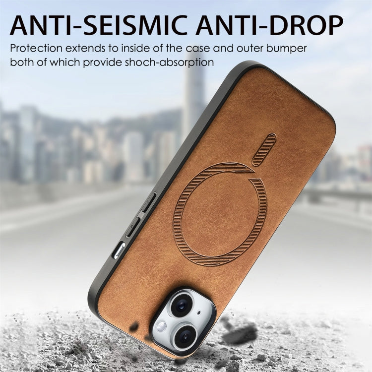 For iPhone 15 Pro Solid Color Retro Magsafe PU Back Cover Phone Case(Brown) - HoMEdemic™ 
