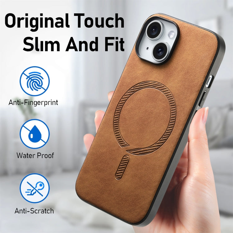 For iPhone 15 Pro Solid Color Retro Magsafe PU Back Cover Phone Case(Brown) - HoMEdemic™ 