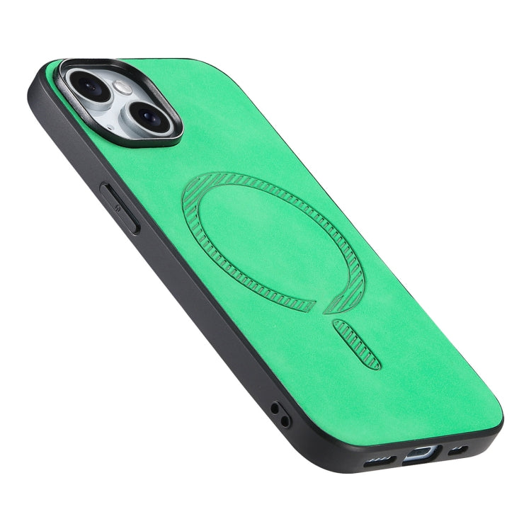 For iPhone 15 Pro Solid Color Retro Magsafe PU Back Cover Phone Case(Green) - HoMEdemic™ 