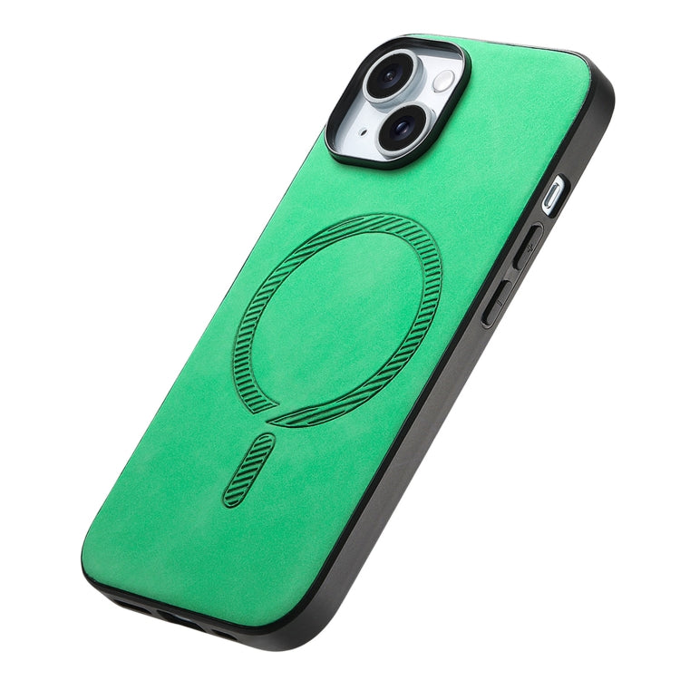 For iPhone 15 Pro Solid Color Retro Magsafe PU Back Cover Phone Case(Green) - HoMEdemic™ 