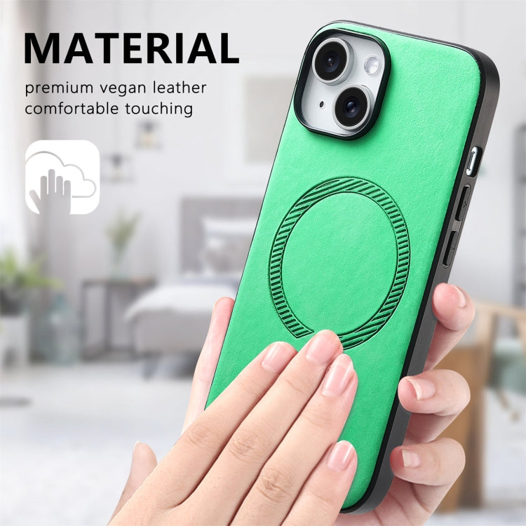 For iPhone 15 Pro Solid Color Retro Magsafe PU Back Cover Phone Case(Green) - HoMEdemic™ 