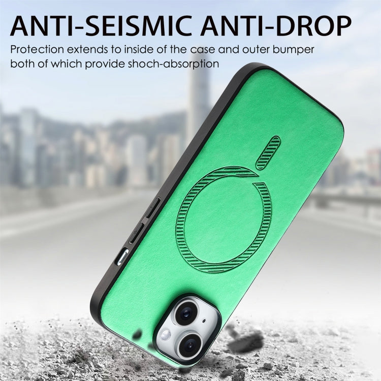 For iPhone 15 Pro Solid Color Retro Magsafe PU Back Cover Phone Case(Green) - HoMEdemic™ 