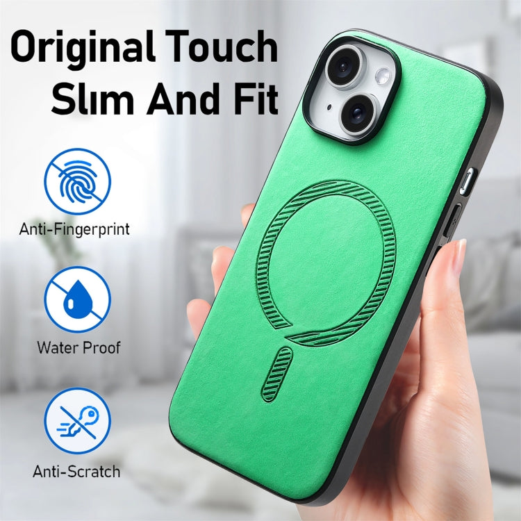 For iPhone 15 Pro Solid Color Retro Magsafe PU Back Cover Phone Case(Green) - HoMEdemic™ 